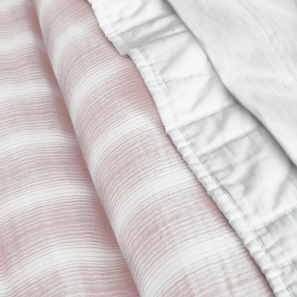 3Pc Splended Home Capitola Pink & White Striped Queen Duvet & Pillowcase Set